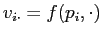 $v_{i\cdot} = f(p_i,\cdot)$