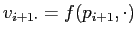 $v_{i+1\cdot} = f(p_{i+1},\cdot)$